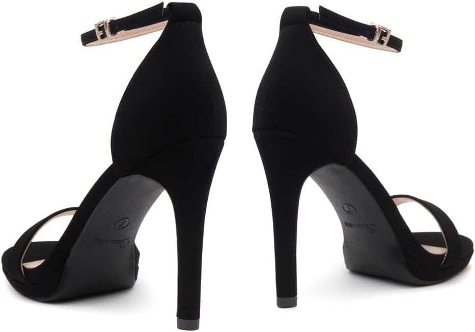 Shoe Land SL-Lovering Womens High heels Open Toe Stilleto Heels Ankle Strap Dress Heeled Sandals Black Red Gold Silver White Heels for Prom Wedding Party