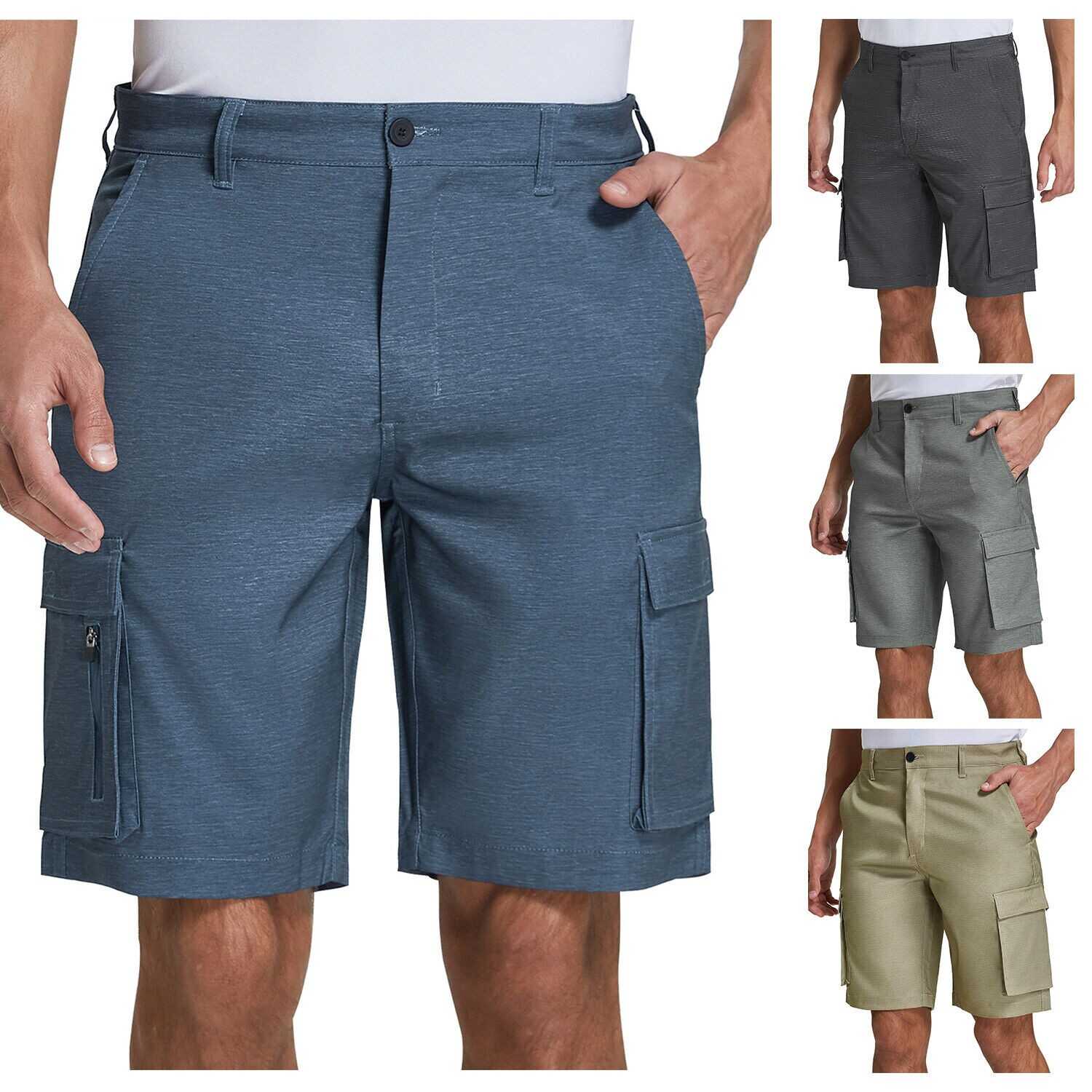 Men's Cargo Shorts Stretch Lightweight Quick Dry Multi Pockets Hiking Half Pants