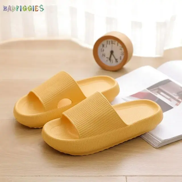 BadPiggies Anti-Slip Shower Shoes Pillow Slippers Sandals for Women Men Comfy Cushioned Thick Sole House Slides
