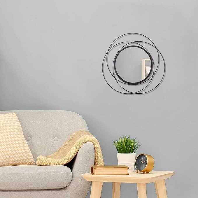 HLFMVWE Black Circle Mirror Wall Decorative Metal Wall Mirror, Art Small Round Wall Home Mirror, Decor Living Room Bedroom Bathroom Entryway 12"