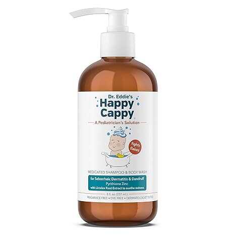 Happy Cappy Dr. Eddie’s Medicated Shampoo for Children, Treats Dandruff & Seborrheic Dermatitis, No Fragrance, Stops Flakes and Redness on Sensitive Scalps and Skin, Cradle Cap Brush Not Needed, 8 Oz