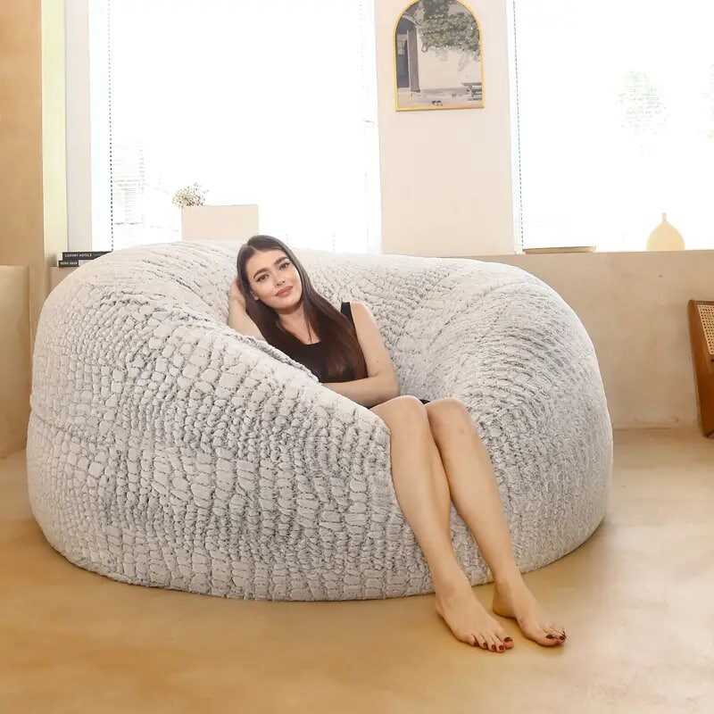 1pc Crocodile Pattern Bean Bag Chair Cover, Large Circular Soft PV Velvet Fluffy Cover, For Living Room Bedroom Office Home Decor, Without Filling