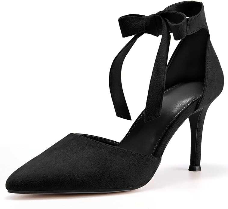 Womens High Heel Pointed Toe Pumps Ankle Tie Classic Office Special Dress Party Shoes