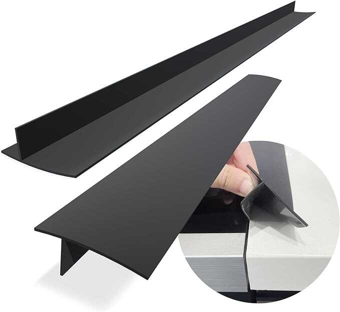 Roll over image to zoom in        7 VIDEOS Silicone Stove Counter Gap Cover / Filler by Kindga 25" Long, Sealing Spills Between Kitchen Appliances Washing Machine and Stovetop, Set of 2 (Black)