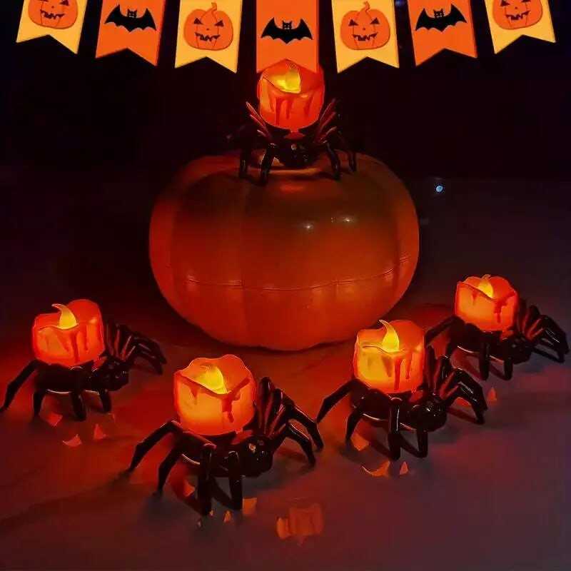 NNETM Arachnid Glow: 12Pack Halloween Spider Flameless Candlelight