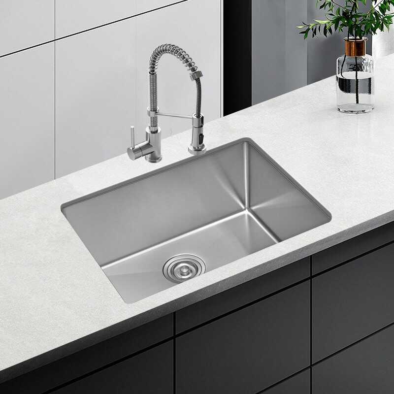 JASSFERRY 23in Single Bowl Handcrafted 18 Gauge Stainless Steel Undermount Sink