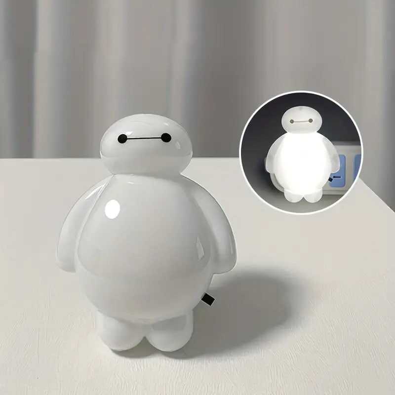 1pc Baymax Cartoon Style Night Light, Bedroom Study Light Switch, Wall Light, Direct Plug-in Electricity-saving Led Light, Creative Cute Energy-saving Light