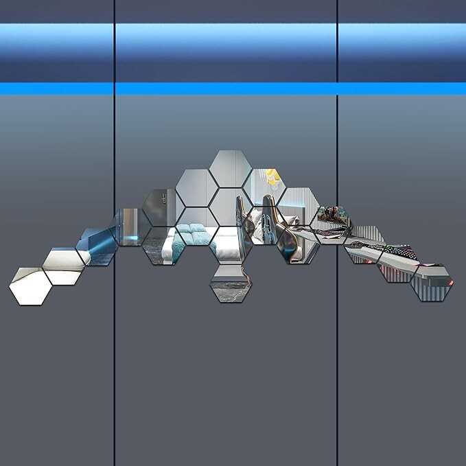 Kemmandi 10 Pieces Hexagonal Mirror Wall Mirror Glass Mirror Mirrors Decor for Home Bedroom Living Room