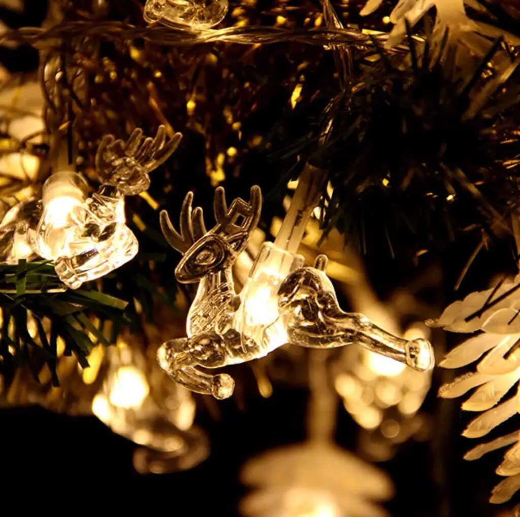 100 LED 10.9M WARM WHITE REINDEER SOLAR CHRISTMAS GARDEN LIGHTS