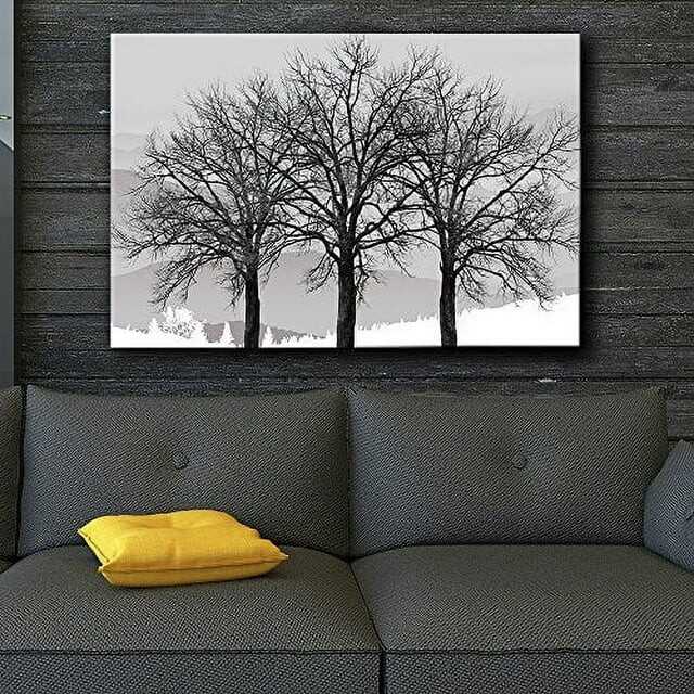 wall26 Canvas Print Wall Art Black &amp; White Forest Tree Silhouettes Nature Wilderness Photography Modern Art Rustic Scenic Colorful Multicolor for Living Room, Bedroom, Office - 12&quot;x18&quot;