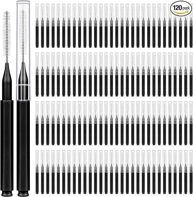 MAPVOLUT 120 Pieces Interdental Brushes, Braces Brush Cleaner Orthodontic Flossers Toothpicks Floss Picks for Braces Kit for Teeth Cleaning Tools Spiral Dental Brush Head for Efficient Oral Care Black