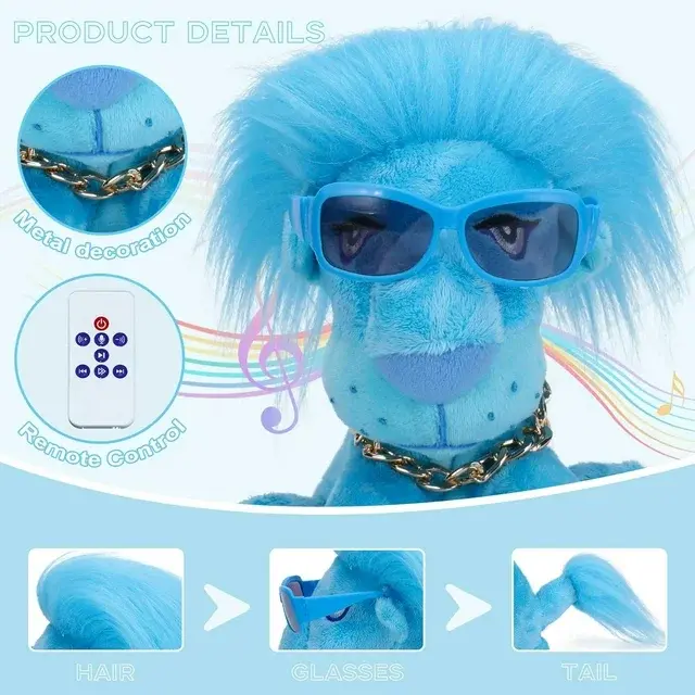 Emoin Dancing Toys Lion Toys Stuffed Animal Talking Baby Toys Remote Control Electric Plush Pet Toy 48 Songs Kids Toy,Blue