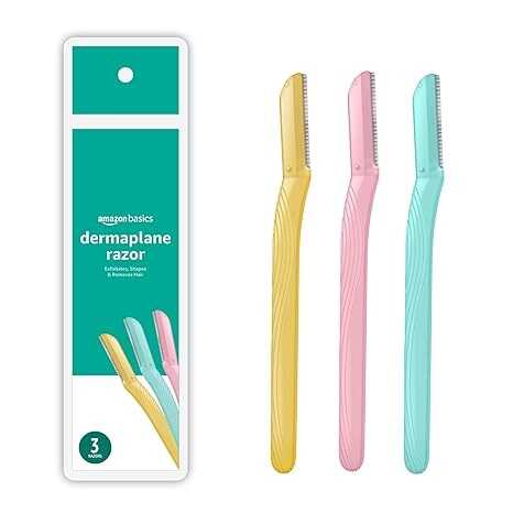 Amazon Basics Multipurpose Exfoliating Dermaplaning Tool, Eyebrow Razor, and Facial Razor, 3 Count, 1 Pack of 3