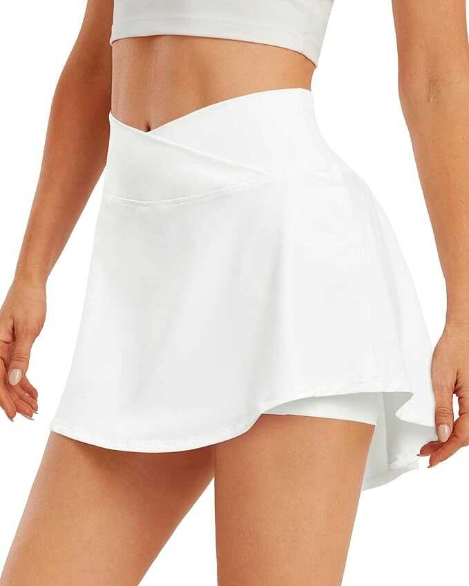 ED3SIZE Pleated Tennis Skirt with Pockets for Women Athletic Golf Skorts Skirts with Shorts Cross Waist