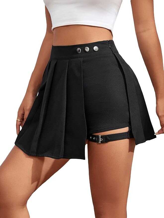 THE GYM PEOPLE Women's High Waist Wrap Ruffle Hem Asymmetric Skort High Low Flowy Midi Skirt with Shorts