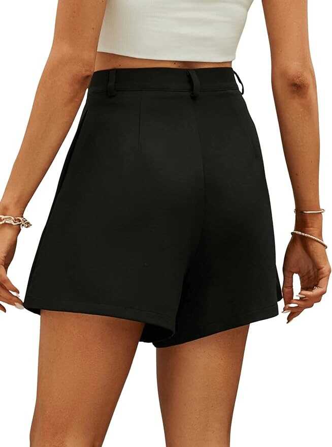 SweatyRocks Women's Casual High Waisted Wide Leg Pleated Shorts with Pockets