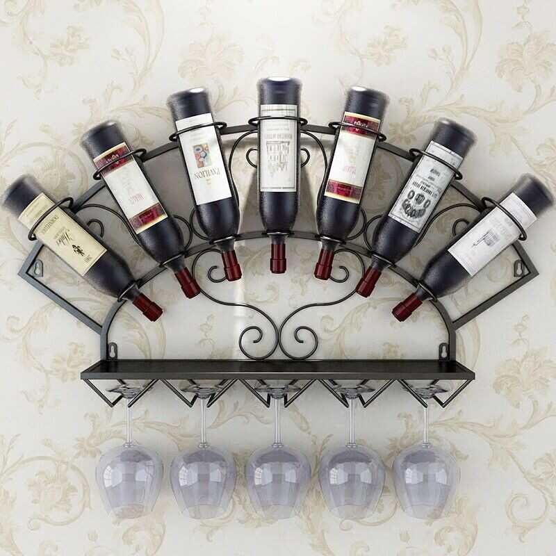 Wine Holder Rack Wall Mounted Wine Bottle Display Rack Glassware Storage Holder