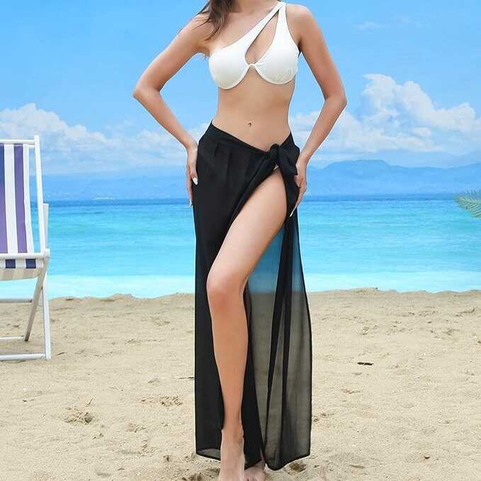 la ceida Women Sarong Swimsuit Coverup Chiffon Beach Tie Wrap Skirt Long Bikini Sheer Scarf Bathing Suit