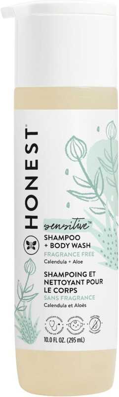 The Honest Company 2-in-1 Cleansing Shampoo + Body Wash | Gentle for Baby | Naturally Derived, Tear-free, Hypoallergenic | Fragrance Free Sensitive, 10 fl oz