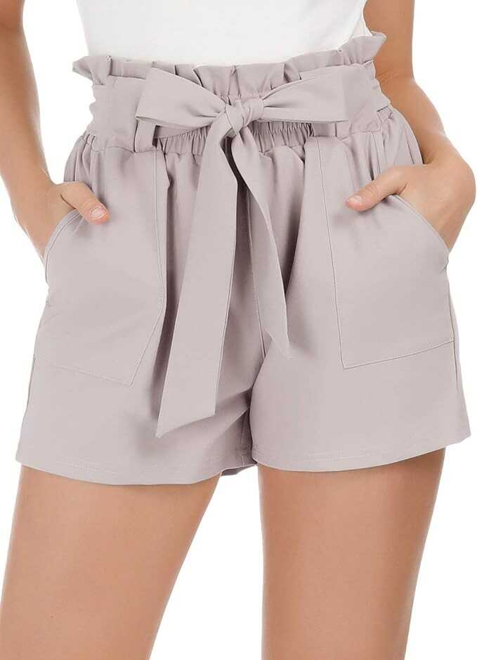 GRACE KARIN Women Bowknot Tie Waist Summer Casual Shorts with Pockets