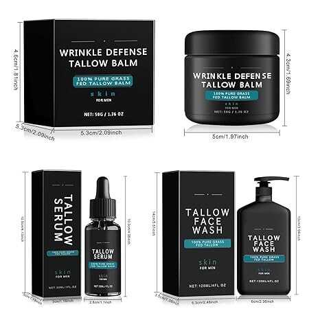 3Set Forge- Wrinkle Defense Tallow Balm,Skin Care for Men, (Tallow Cream + Tallow Night Serum + Tallow Face Wash) Tallow Balm Face Moisturizer,Mens Facial Care Kit,Anti-Wrinkle Night Serum Anti Aging