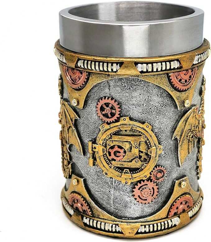 alikiki Medieval Steampunk Dragon Mug - Large Coffee Mug Mechanical Dragon D&D Gift for Men Father's Day Gifts - 21OZ Stainless Steel Party Gaming Mugs Beer Tankard Visit the alikiki Store