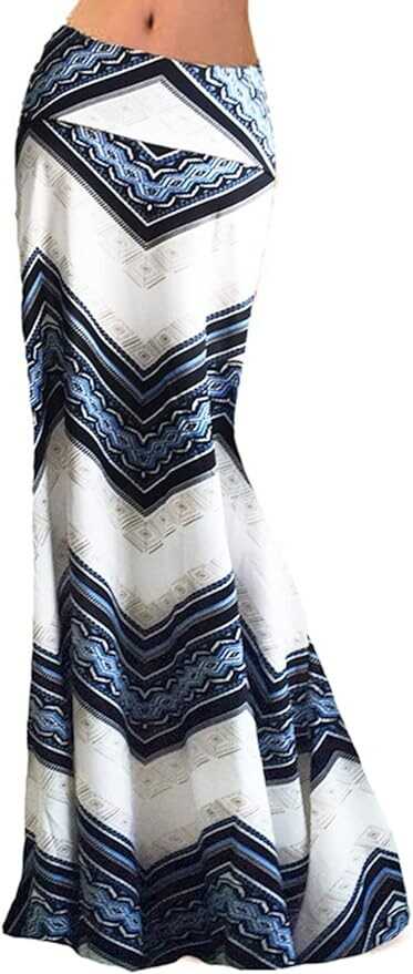 Novias Women Fashion Multicolored Print High Waist Maxi Skirt Long Skirt
