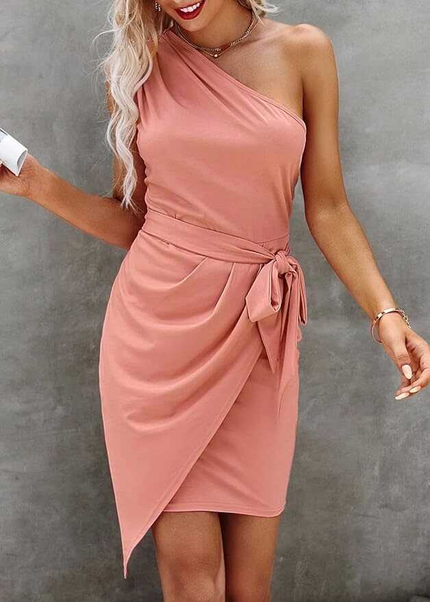 Pretty Garden Womens One Shoulder Sexy Bodycon Party Dress