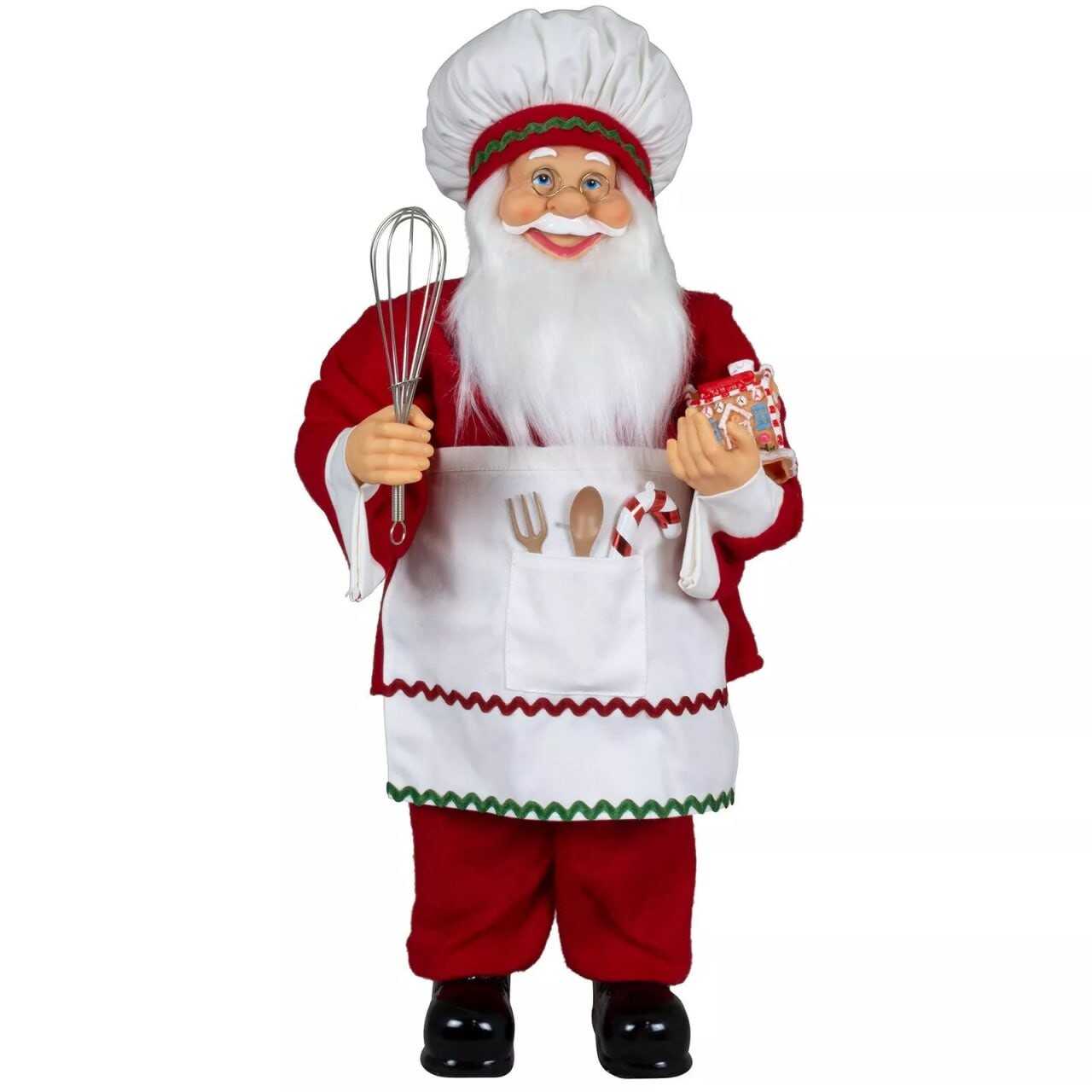 Santa figure Santa as a cook with snow broom 60 cm large decoration Johann