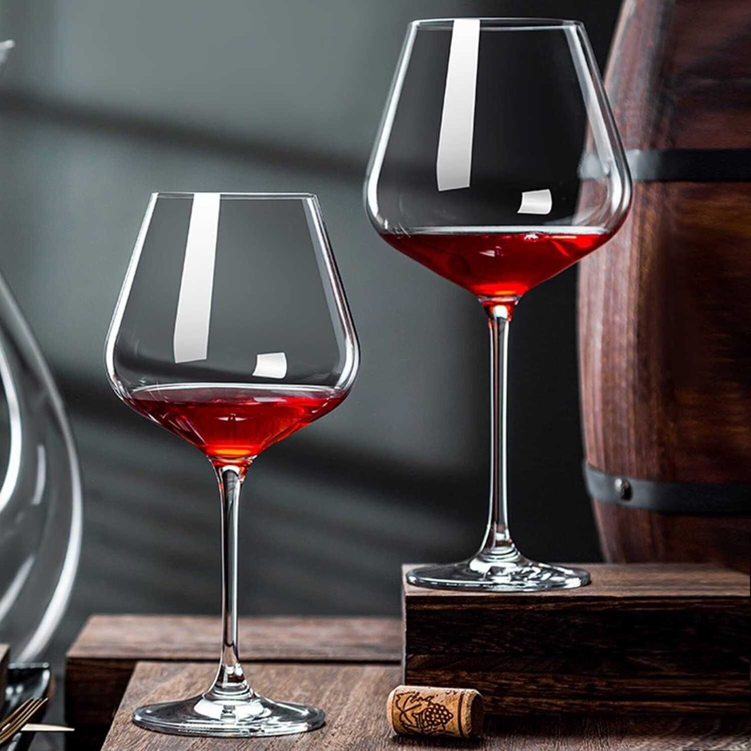 14oz Red Wine Glasses Set of 6,Clear Crystal Burgundy Glasses for Wine Tasting