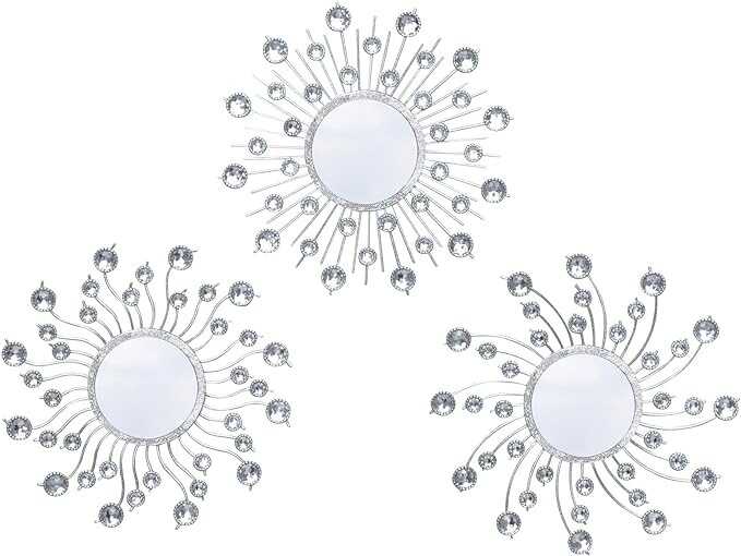 wotieuns Mirror Wall Decor Metal Sun Mirror Home Decoration Wall Art Decorative Mirror Suitable for Living Room Bedroom Bathroom Entryway