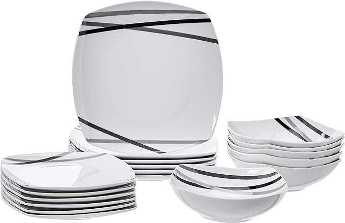 AmazonBasics 18-Piece Dinnerware Set - Modern Beams, Service for 6