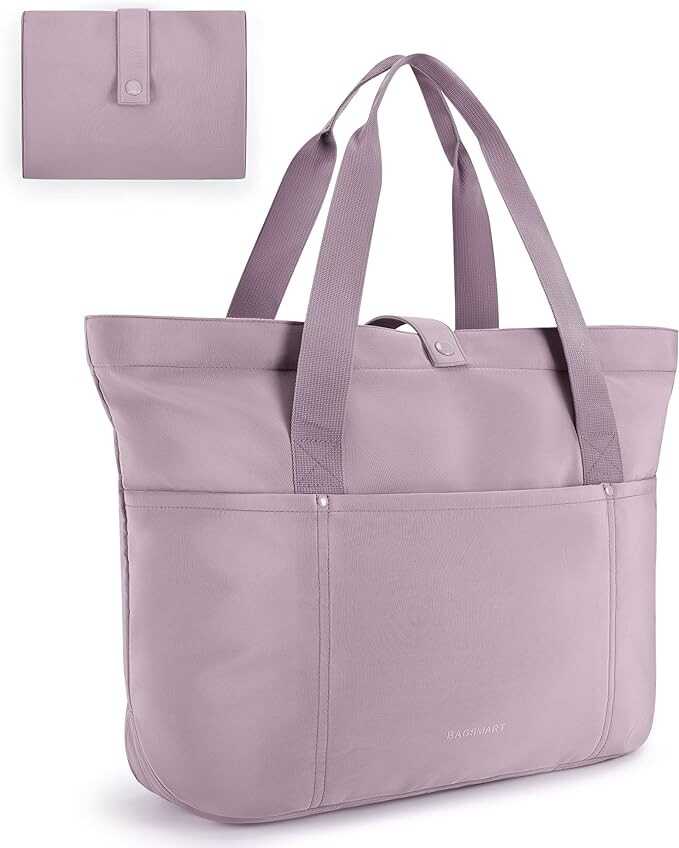 BAGSMART Travel Tote Bag for Women, Foldable Gym Tote Bag With Zipper, Large Tote bags for Everyday