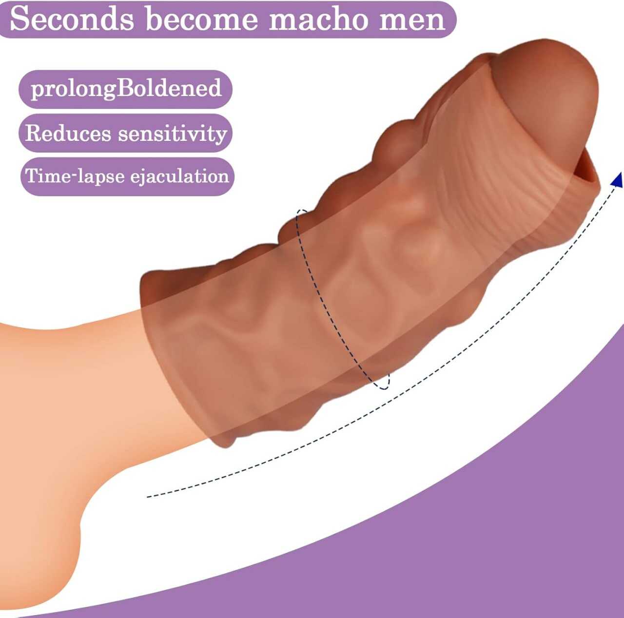 Sleeve Realistic Dildo, Cuffs, Stretchy Silicone Cock Ring for Intensive Stimulation, Delay Ejaculation, Sex Toy for Men, Couples, Extreme (B)