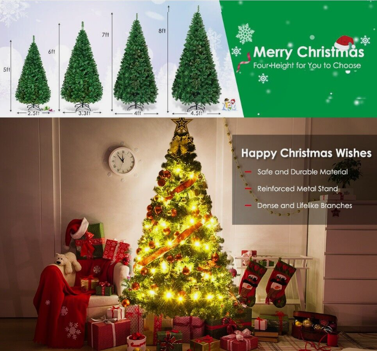 Christmas Tree With Lights 4/5/6/7ft Deluxe With USB LED Remote and Stand XMAS