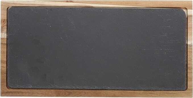 Garneck 1 Set Western Plate Black Plates Snack Cheese Wood Plate Japanese Steak Plate Multi-function Steak Plate Black Tray Sushi Platter Sauce Plate Cake Tray Dish Salad Wooden Rock