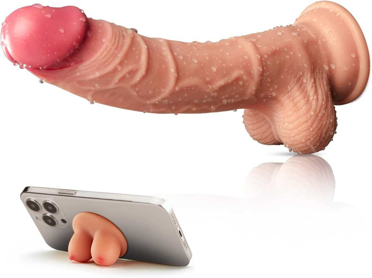 12 Inch Large Realistic Dildo, Extra Length Silicone Dildo, Double Layer Silicone Tail with 3D Balls and Strong Suction Cup, Hands-Free Didlo Masturbation Sex Toy for Women, 30.5 cm