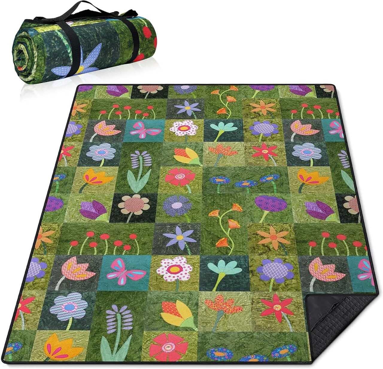 Extra Large Picnic Blankets Waterproof Foldable (60 "x 80") Beach Blanket Waterproof Sandproof,3-Layer Thicking Mat Outdoor Packable Camping Blanket