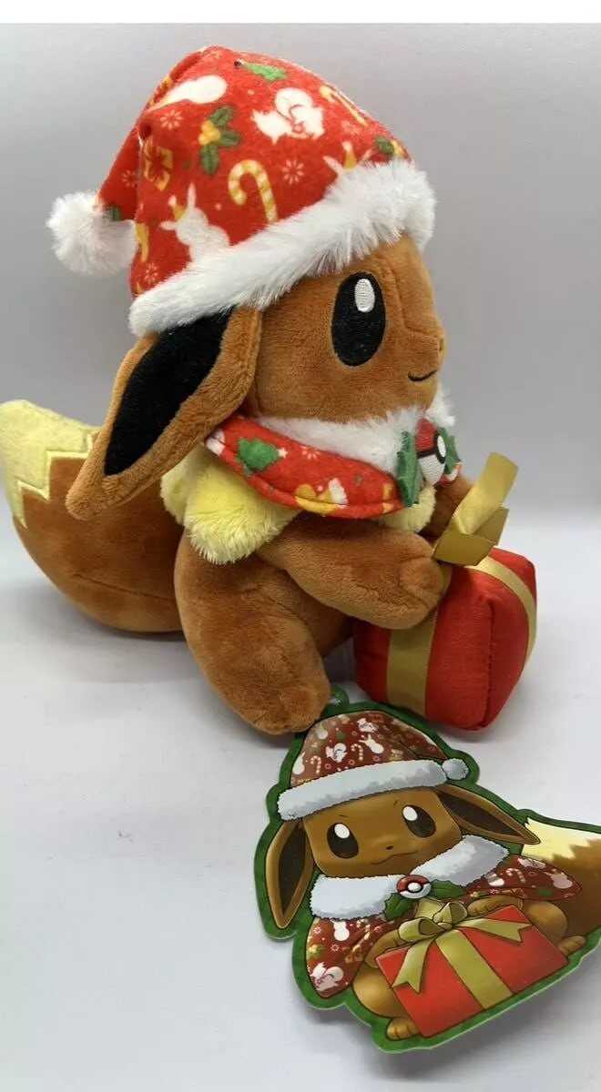 Christmas Eevee Plush Toy Pokemon Center Present Box Santa F/S Rare from Japan