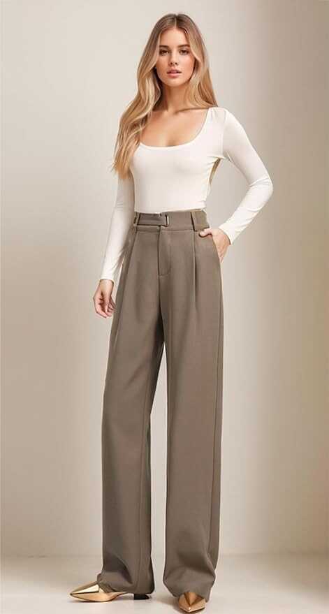 Betusline Women's Wide Leg Pants Business Casual Straight Office Trousers for Women, X-Small-3X-Large