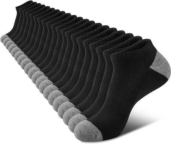 COOVAN 10 Pairs Mens Cushion Ankle Socks Men 10 Pack Low Cut Comfort Breathable Casual Socks