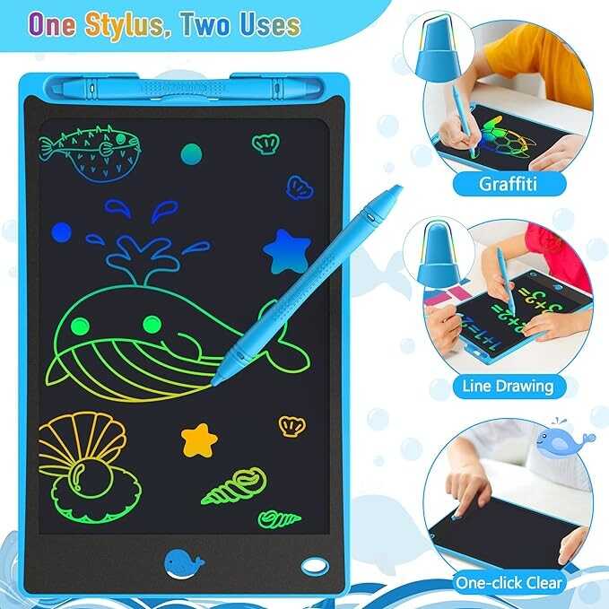 Hockvill LCD Writing Tablet for Kids 8.8 Inch, Toys for Girls Boys Drawing Pad for 3 4 5 6 7 8 Year Old Kid, Toddler Magnetic Doodle Board Travel Essentials Christmas Birthday Gift for Children (Blue)