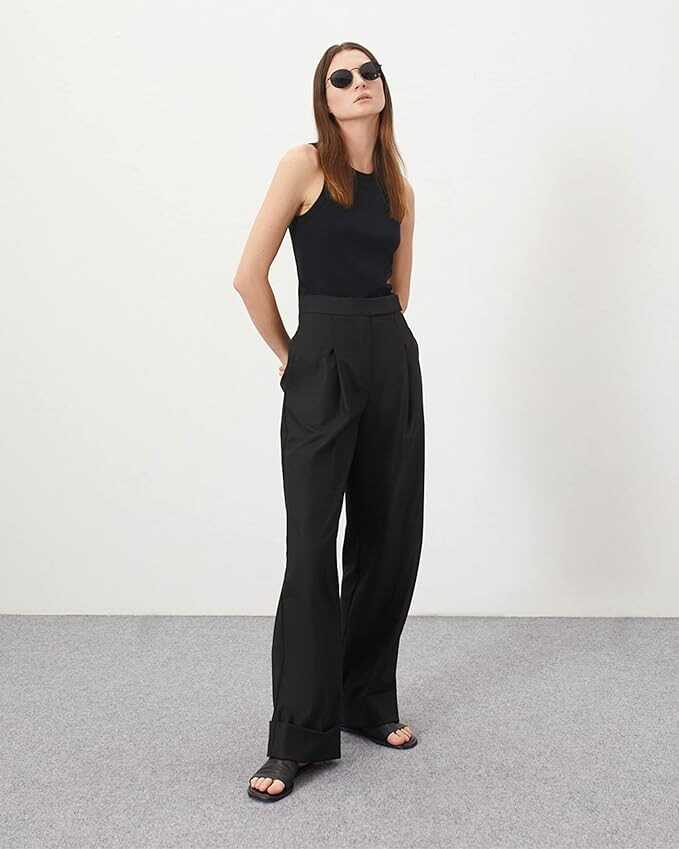 JEAAMKSSER Women’s Wide Leg Trousers Pants High Waisted Black Business Work Straight Leg Long Pants