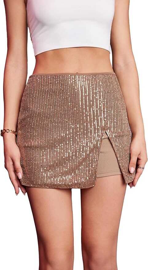 SweatyRocks Women's High Waisted Asymmetrical Wrap Hem Glitter Skorts Skirt with Shorts