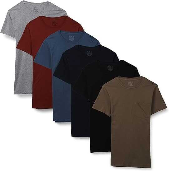 Fruit of the Loom Men's Eversoft Cotton Short Sleeve Pocket T-Shirts, Breathable & Tag Free