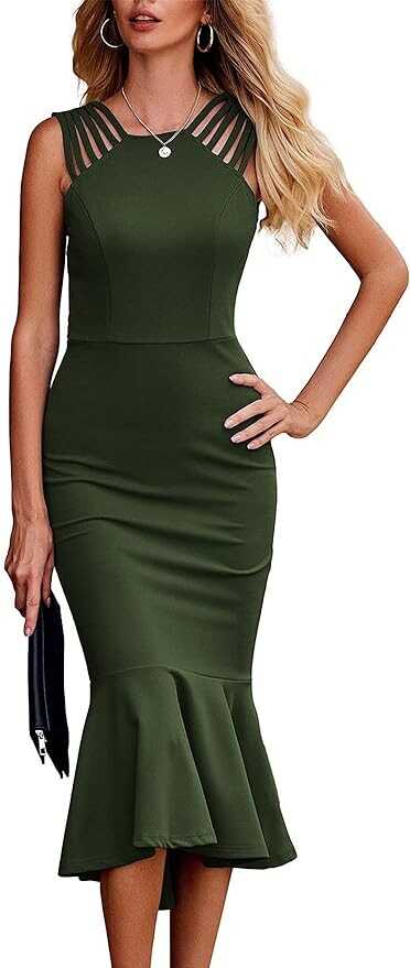 Pretty Garden Womens Ruffle Hem Mermaid Formal Cocktail Dress