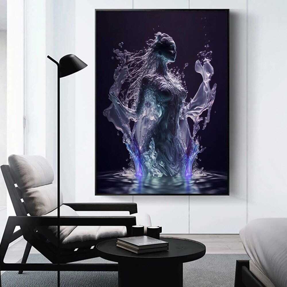 Abstract Water Goddess Portrait Canvas Painting Wall Art Home Decor Poster Print