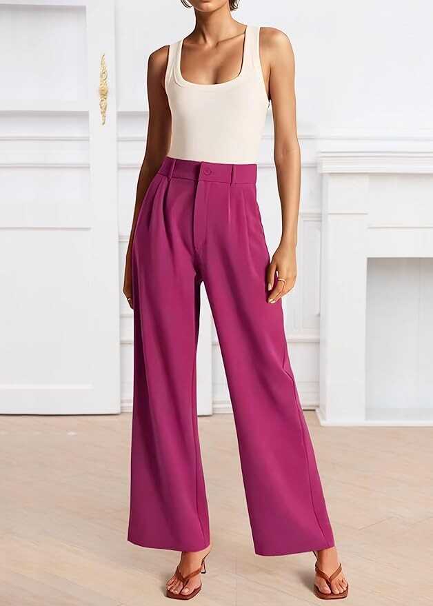 NOAHELLA Womens Wide Leg Pants High Waisted Business Casual Summer Dress Pants Palazzo Long Work Trousers with Pockets