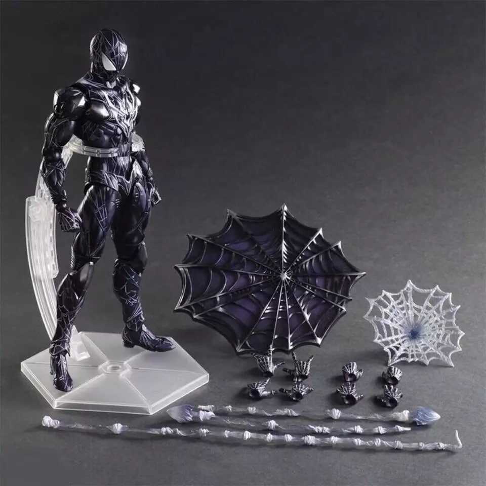 Play Arts Kai Spider-Man Black Blue Action Figure Statue Model Toys Gift No-box