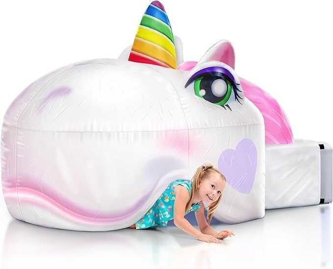 Light-Up Air Tent, Inflatable Blow Up Tent - Unicorn Toys, 30 Seconds Setup - Kids Toys, Age 3 4 5 6 7 8 Years Old - Fort Building - Birthday Gift Idea for Boys and Girls Ages 4-6 (Unicorn)
